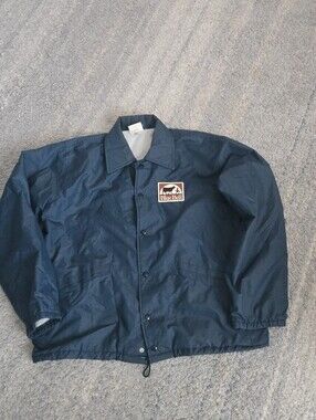 VTG Windless Blue Bell Ice Cream Coaches Jacket Men's L Lined Made in USA Snap